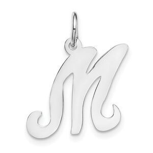 14k White Gold, Sophia Collection, Small Script Initial M Pendant